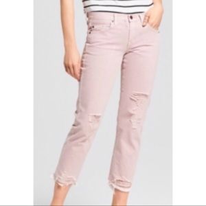 NWOT Pastel Pink Distressed Boyfriend Crops